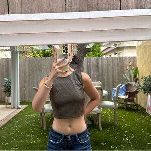 Brown leather top